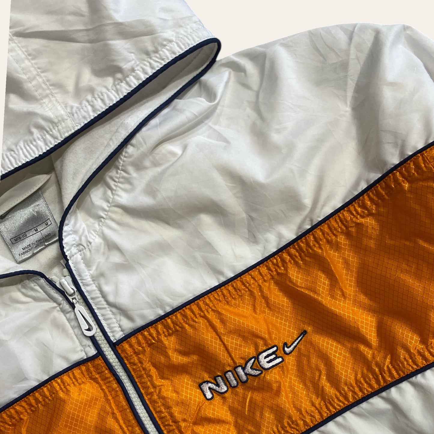 Y2K Nike Windbreaker White/Orange Size M