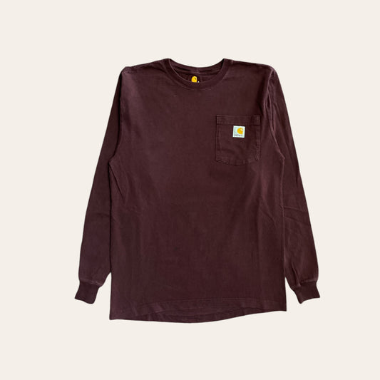 Carhartt Pocket Long Sleeve Tee Burgundy Size S