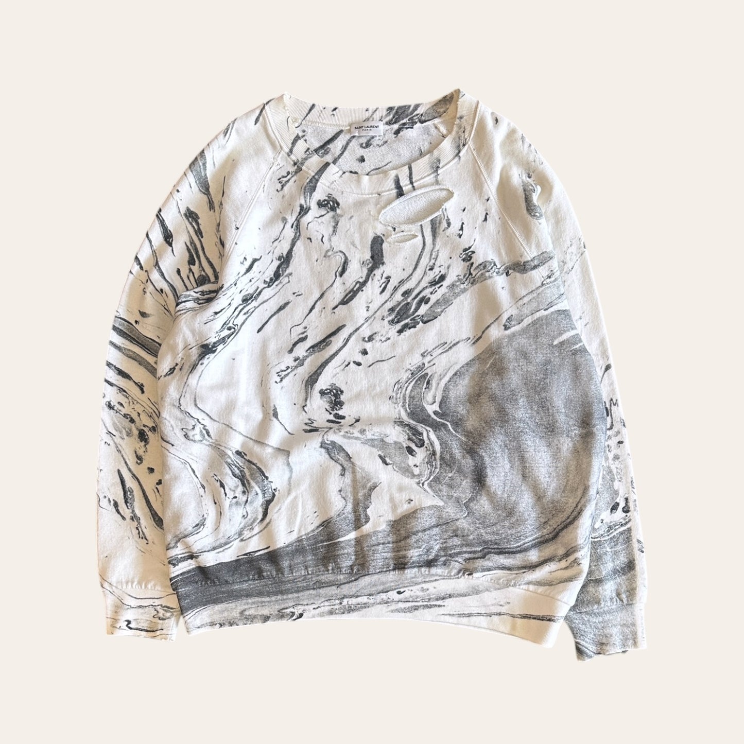 Saint Laurent Distressed Marble Sweater Size XL