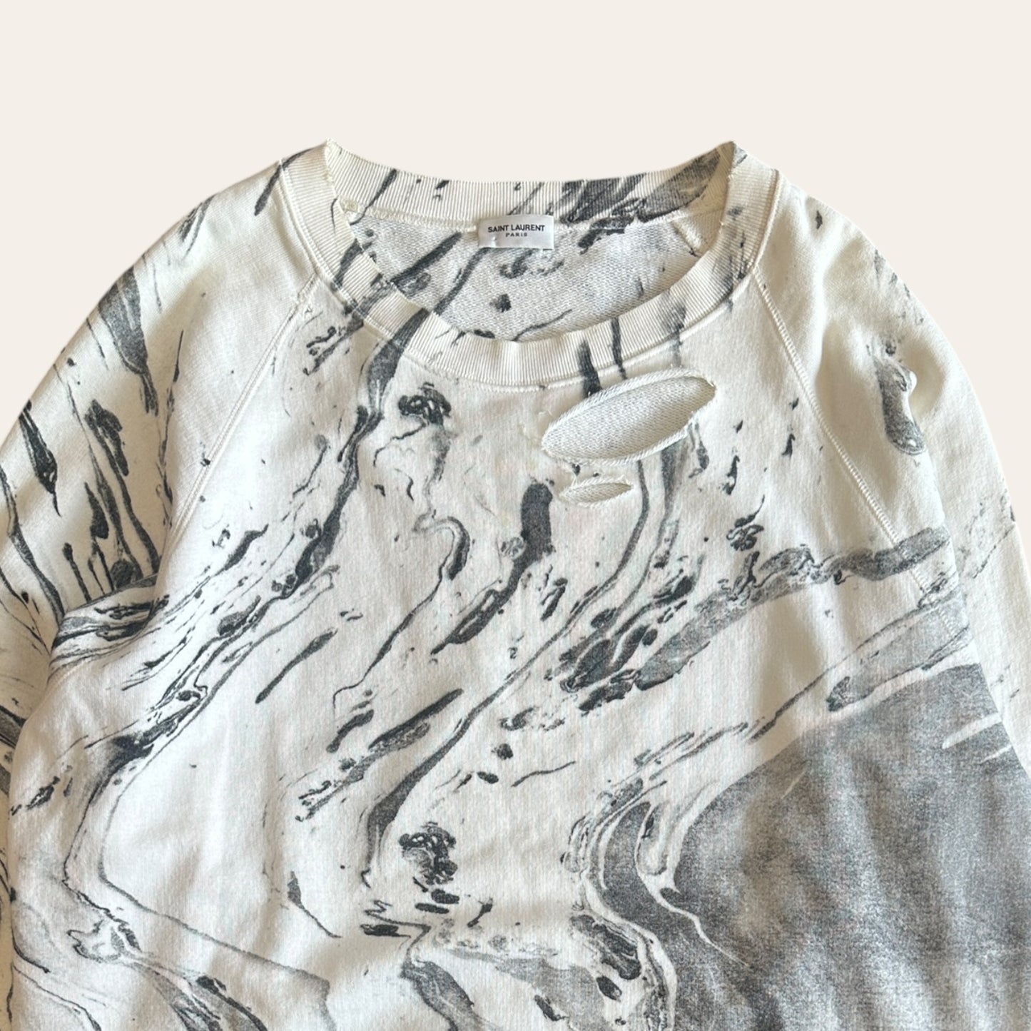 Saint Laurent Distressed Marble Sweater Size XL