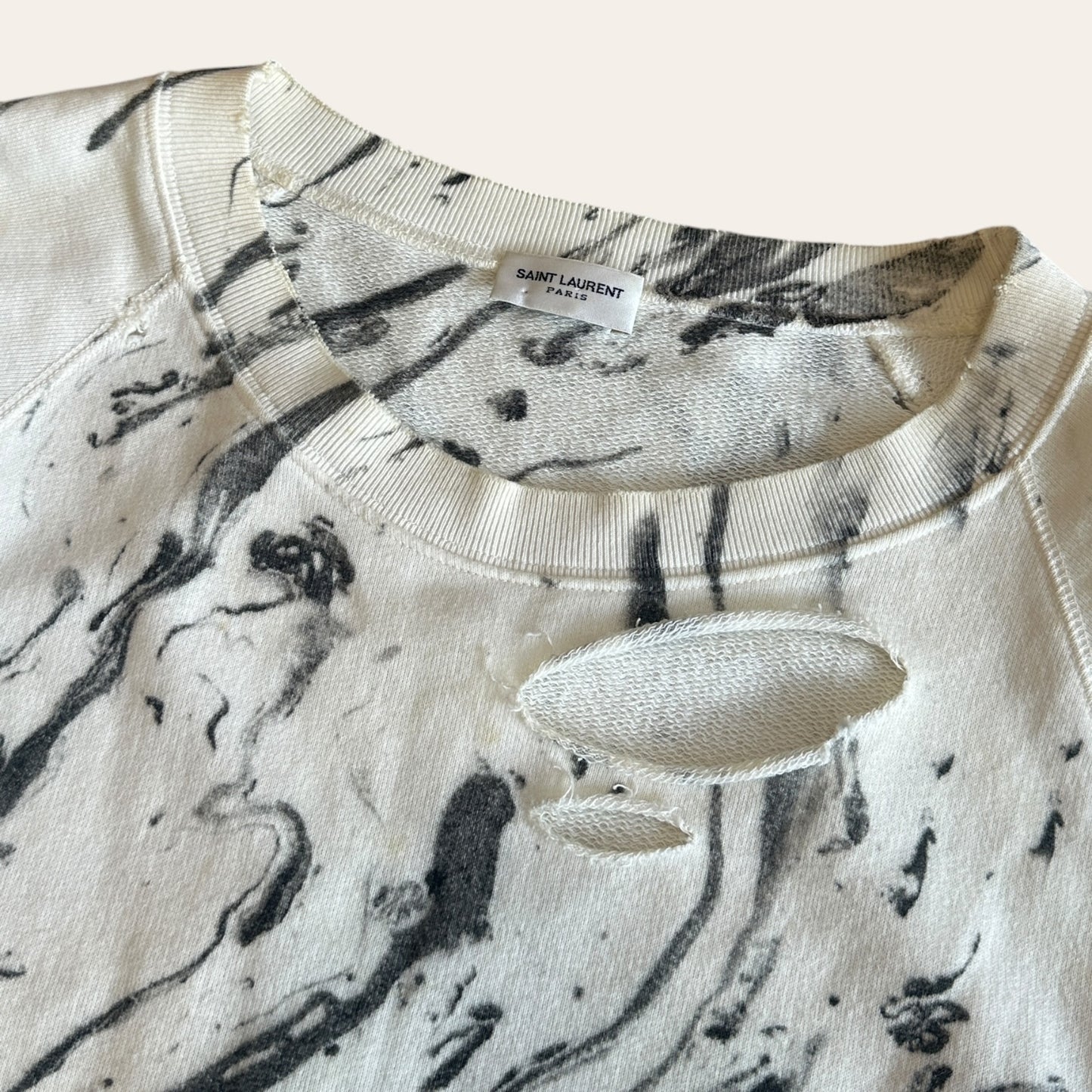 Saint Laurent Distressed Marble Sweater Size XL