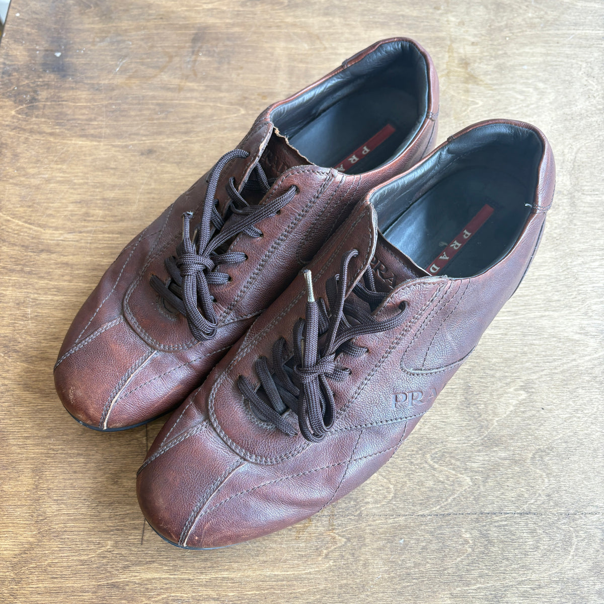 Prada Montecarlo Brown Leather Sneakers Size US 9.5