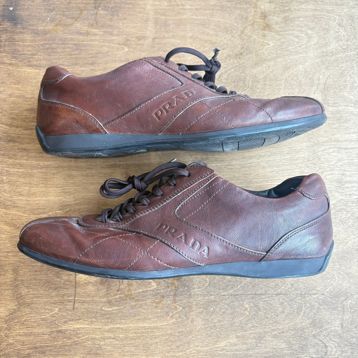 Prada Montecarlo Brown Leather Sneakers Size US 9.5
