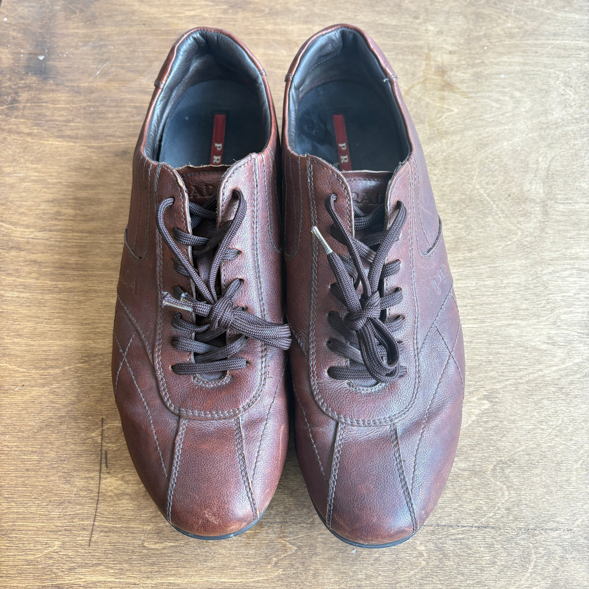 Prada Montecarlo Brown Leather Sneakers Size US 9.5