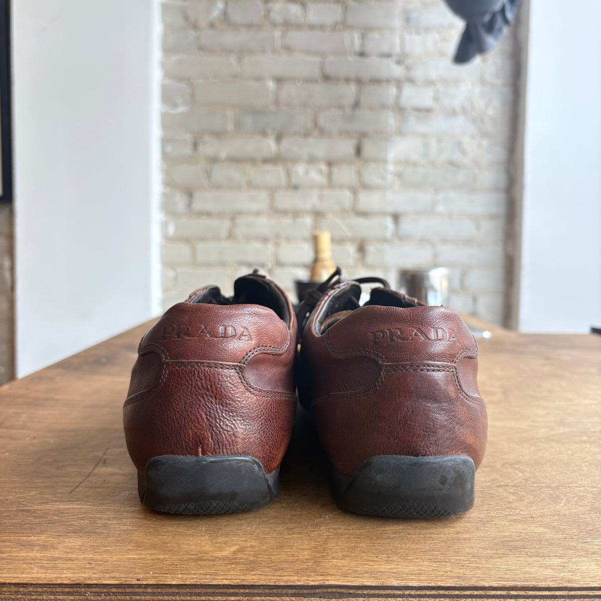 Prada Montecarlo Brown Leather Sneakers Size US 9.5