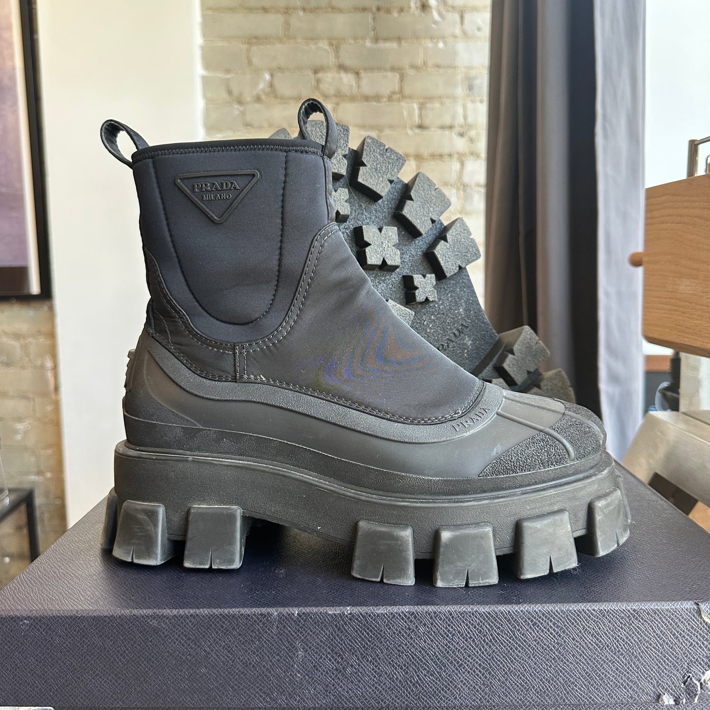 Prada Monolith Gabardine Boots Size 9.5