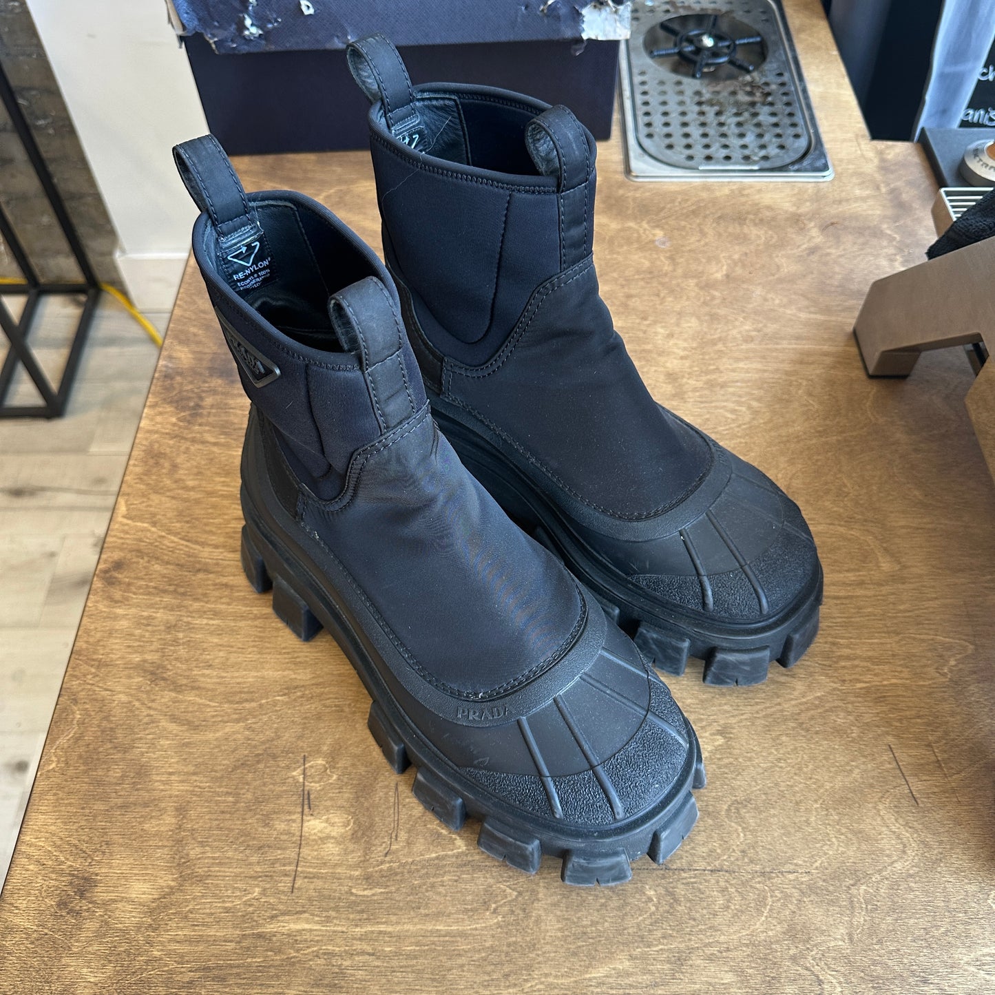 Prada Monolith Gabardine Boots Size 9.5