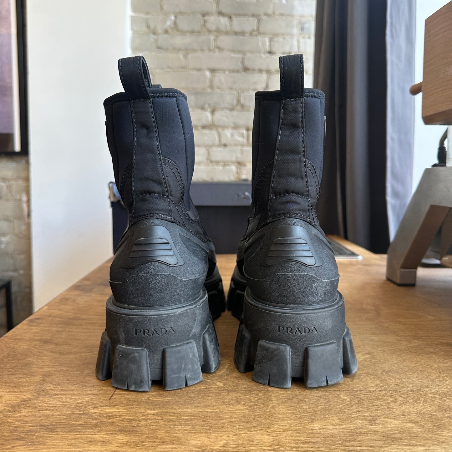 Prada Monolith Gabardine Boots Size 9.5