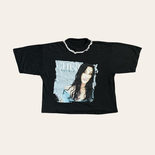 99' Cher Believe Tour Cropped Tee Black Size M