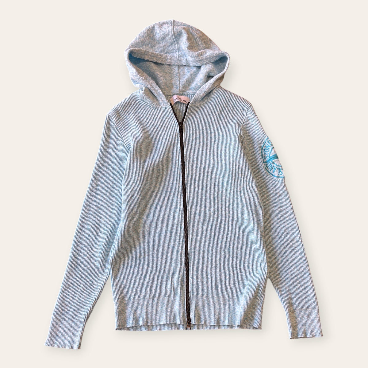 Stone Island Knit Zip Hoodie Blue Size L