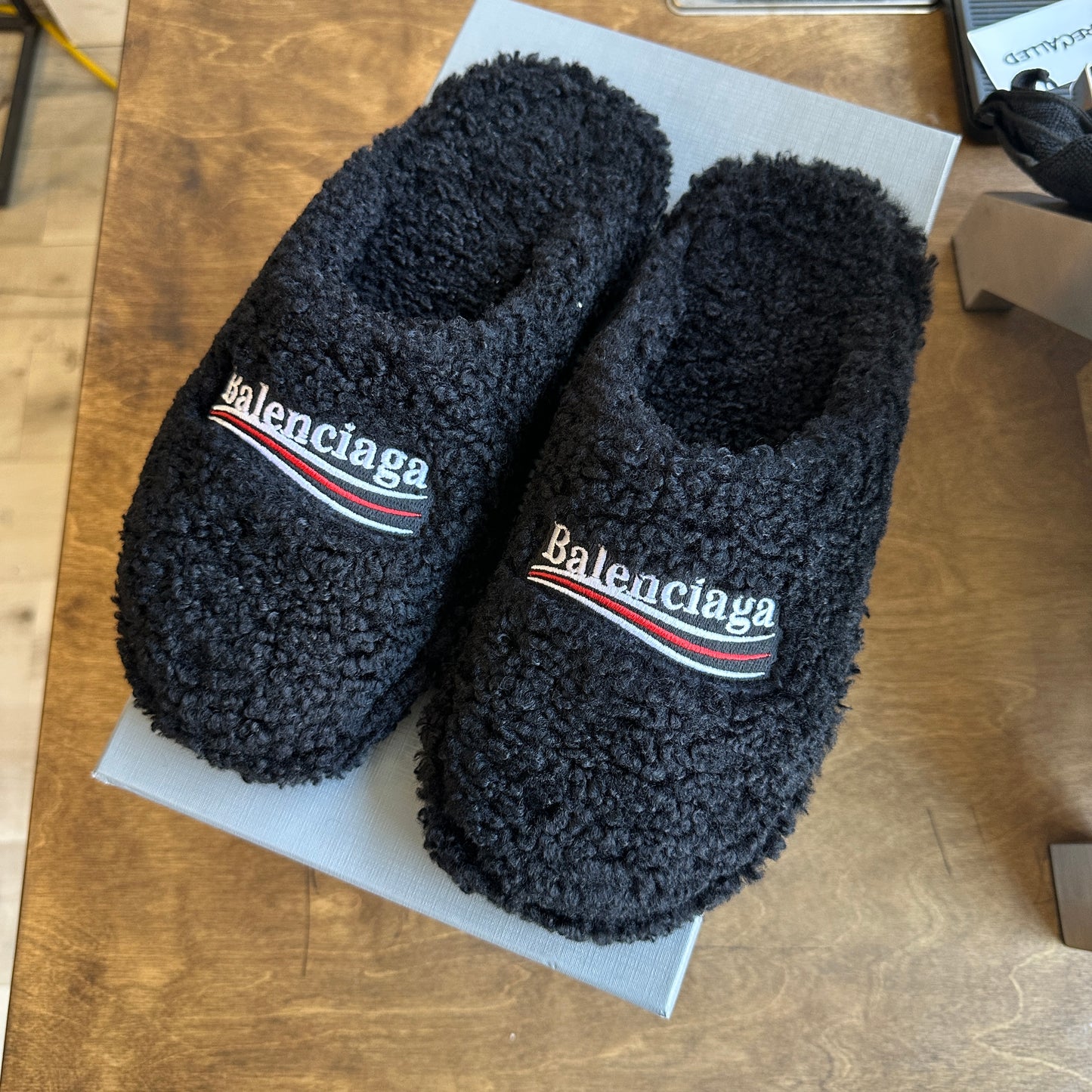 Brand New Balenciaga Furry Closed Slide Size 41