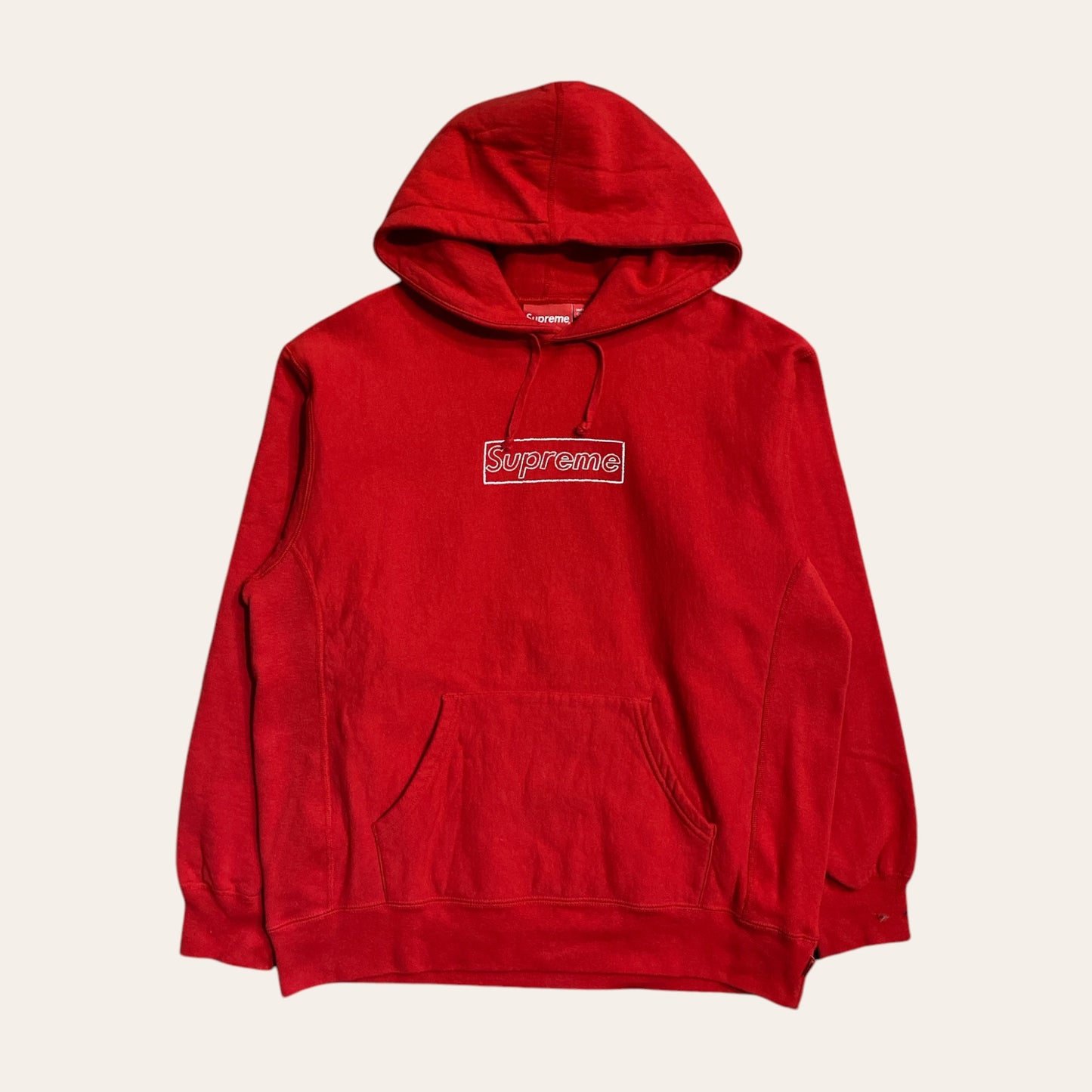 Supreme x Kaws Box Logo Hoodie Red Size M