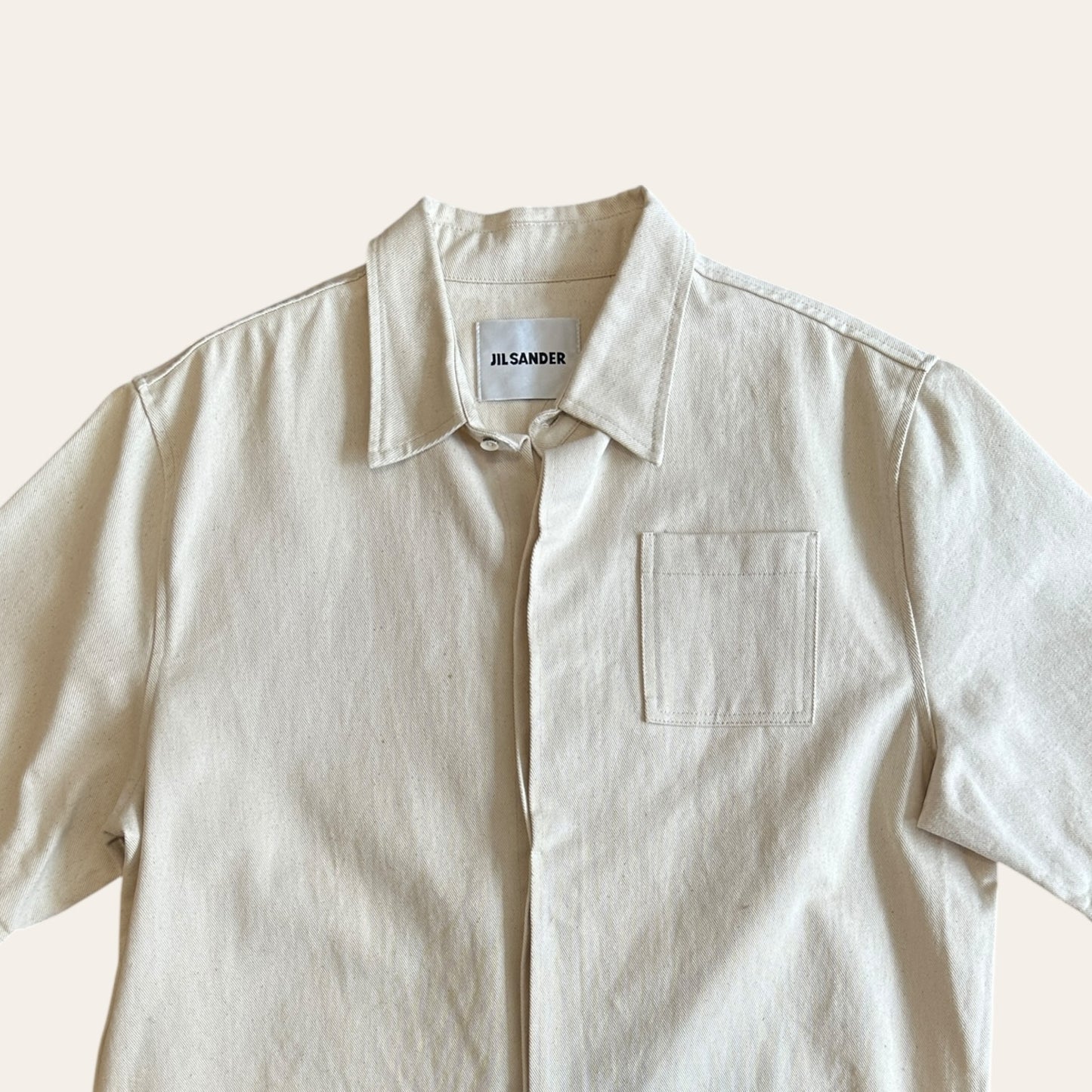 Jil Sander Canvas Ecru Raw Hem Shirt Size M