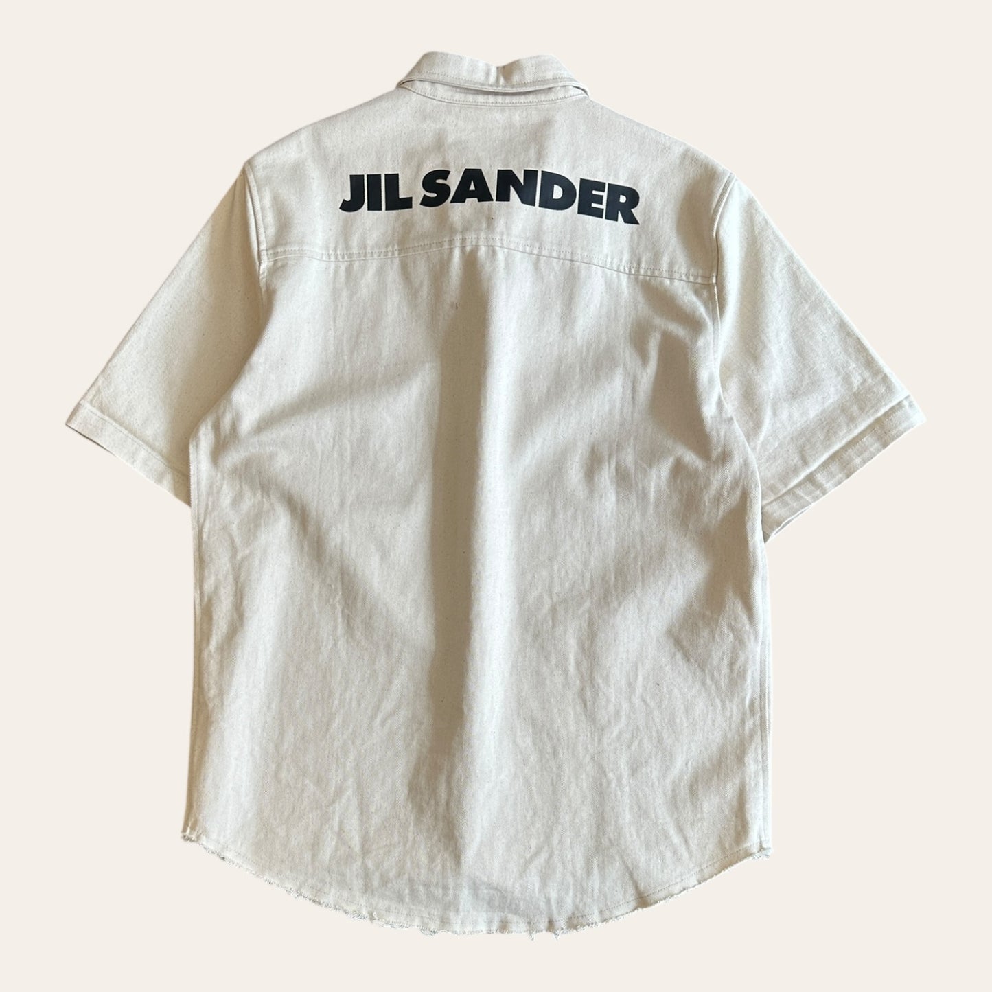 Jil Sander Canvas Ecru Raw Hem Shirt Size M