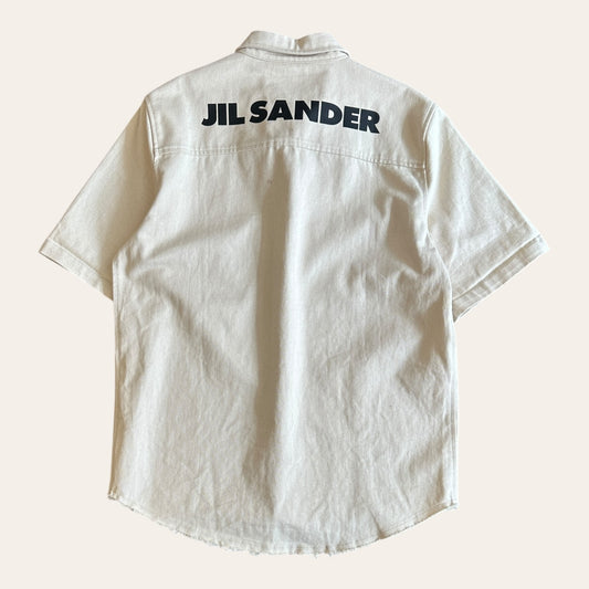 Jil Sander Canvas Ecru Raw Hem Shirt Size M