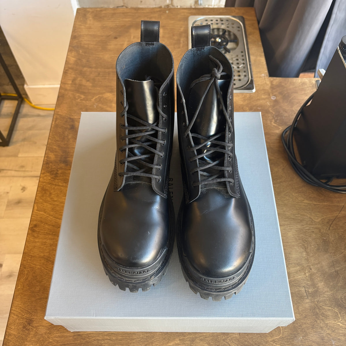 Balenciaga Leather Strike Boots Black Size 44