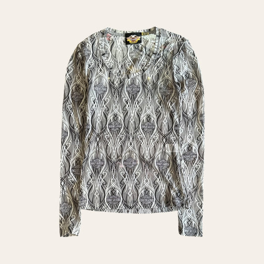 Vintage Harley Davidson Mesh Long Sleeve Size Womens XS
