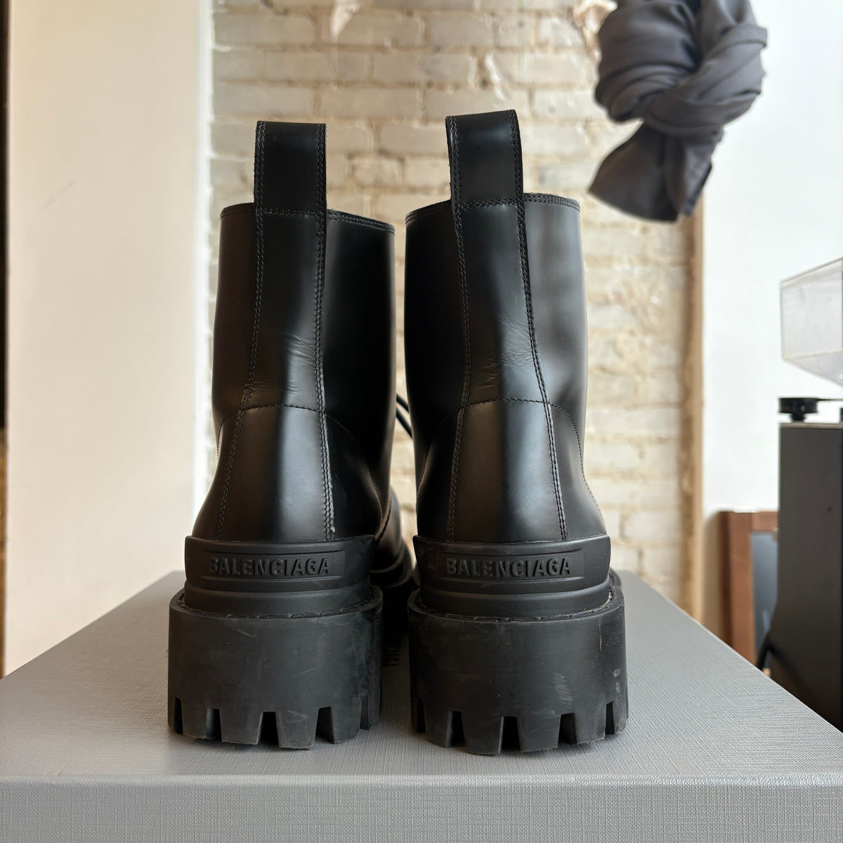 Balenciaga Leather Strike Boots Black Size 44