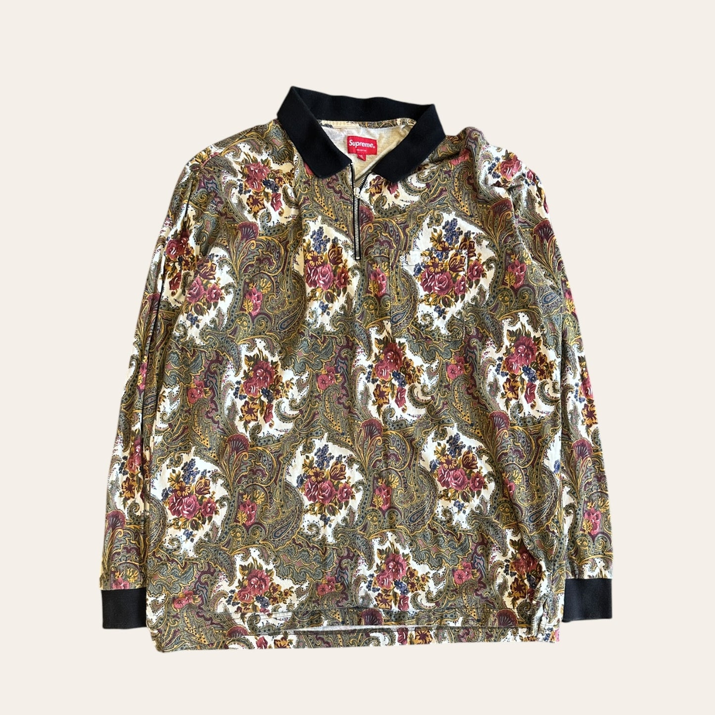 Supreme Paisley 1/4 Zip LS Polo Size XL
