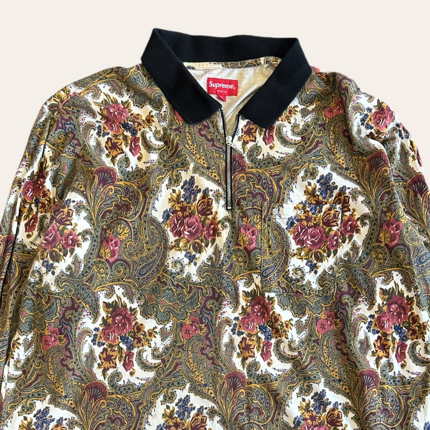 Supreme Paisley 1/4 Zip LS Polo Size XL