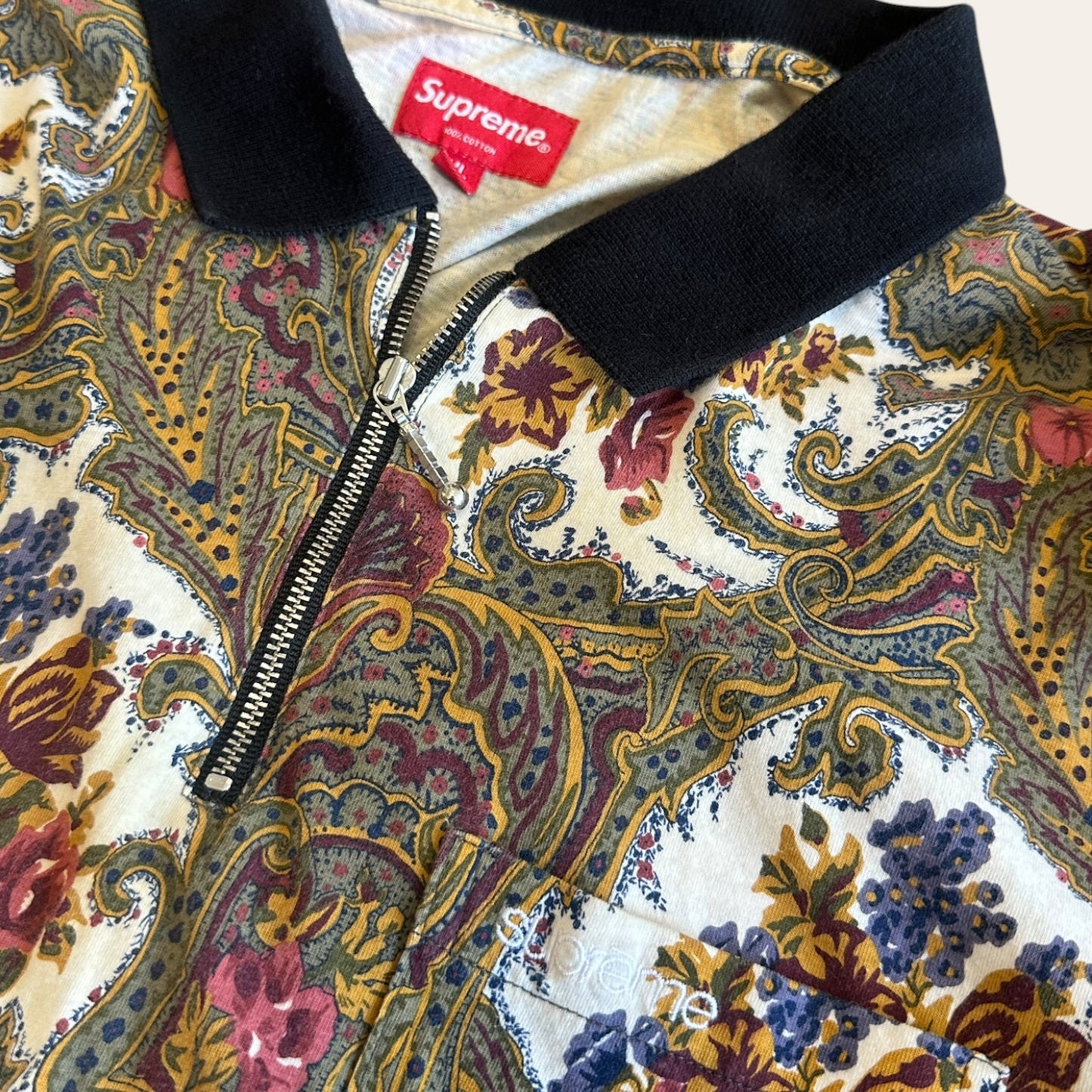 Supreme Paisley 1/4 Zip LS Polo Size XL