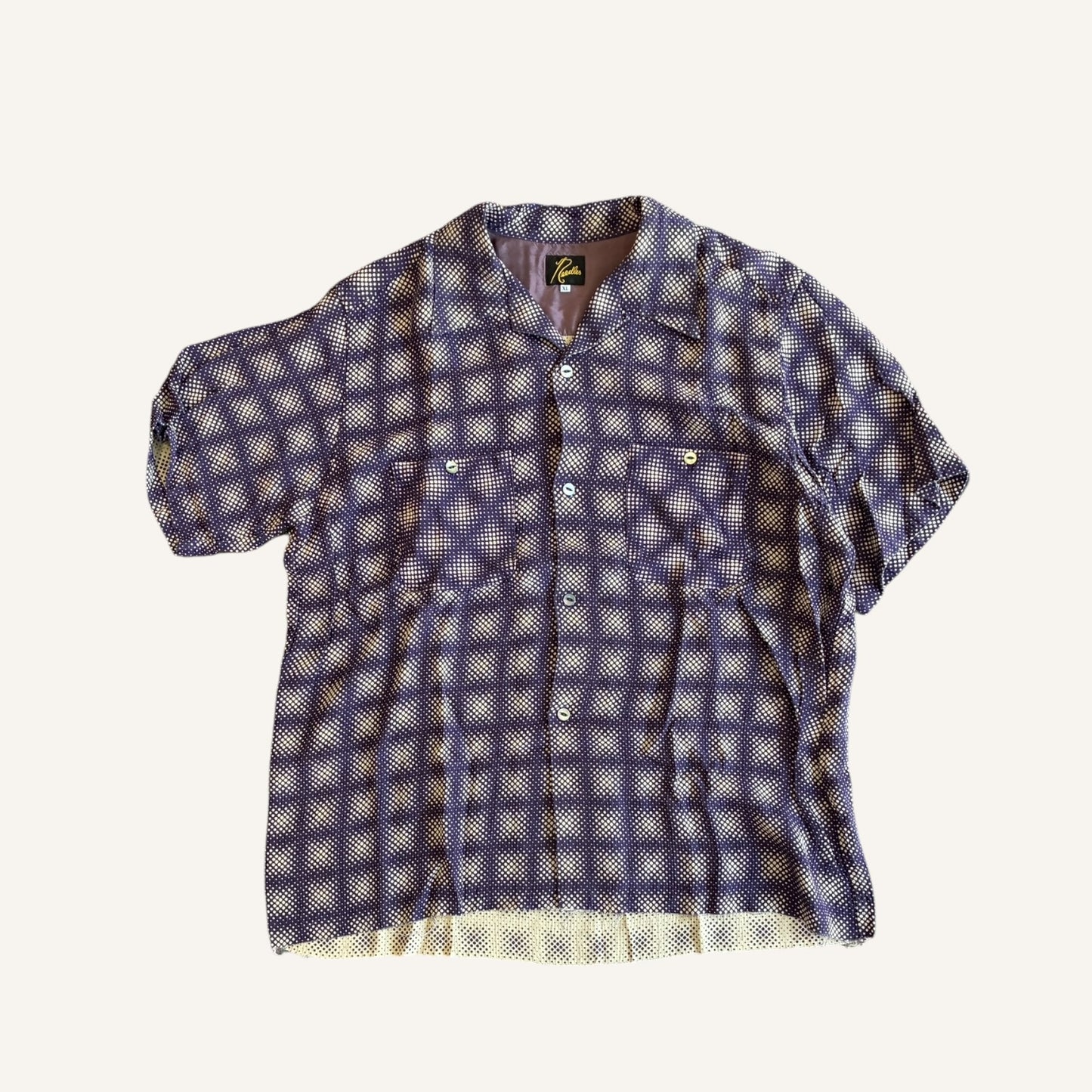 Needles Grid Shirt Purple Size XL