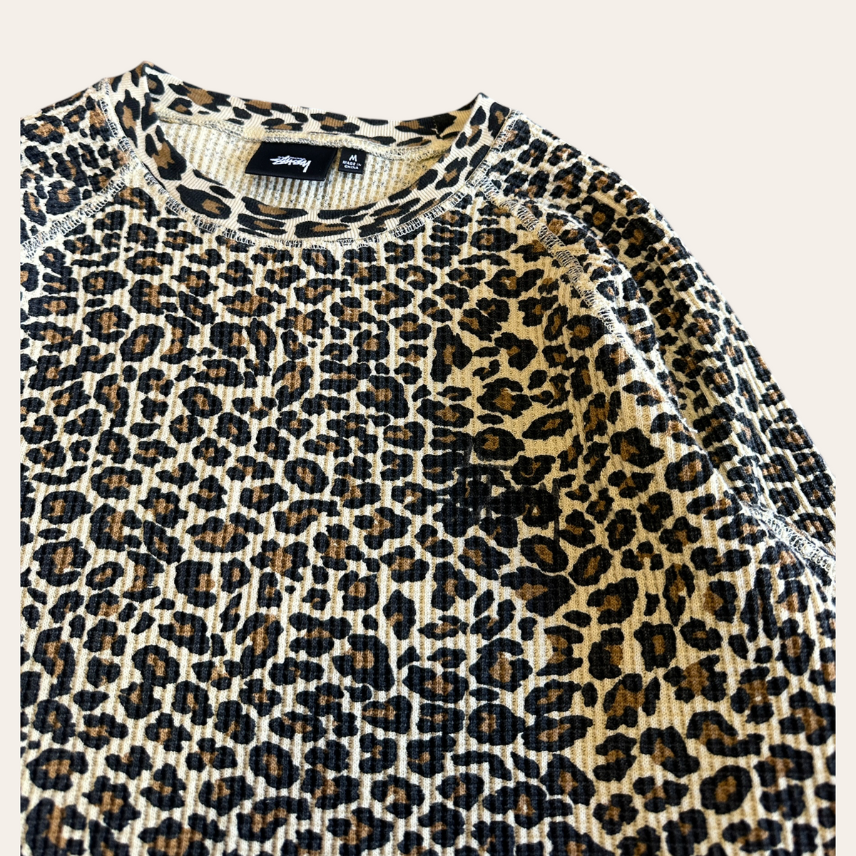Stussy Cheetah Thermal Long Sleeve Size M