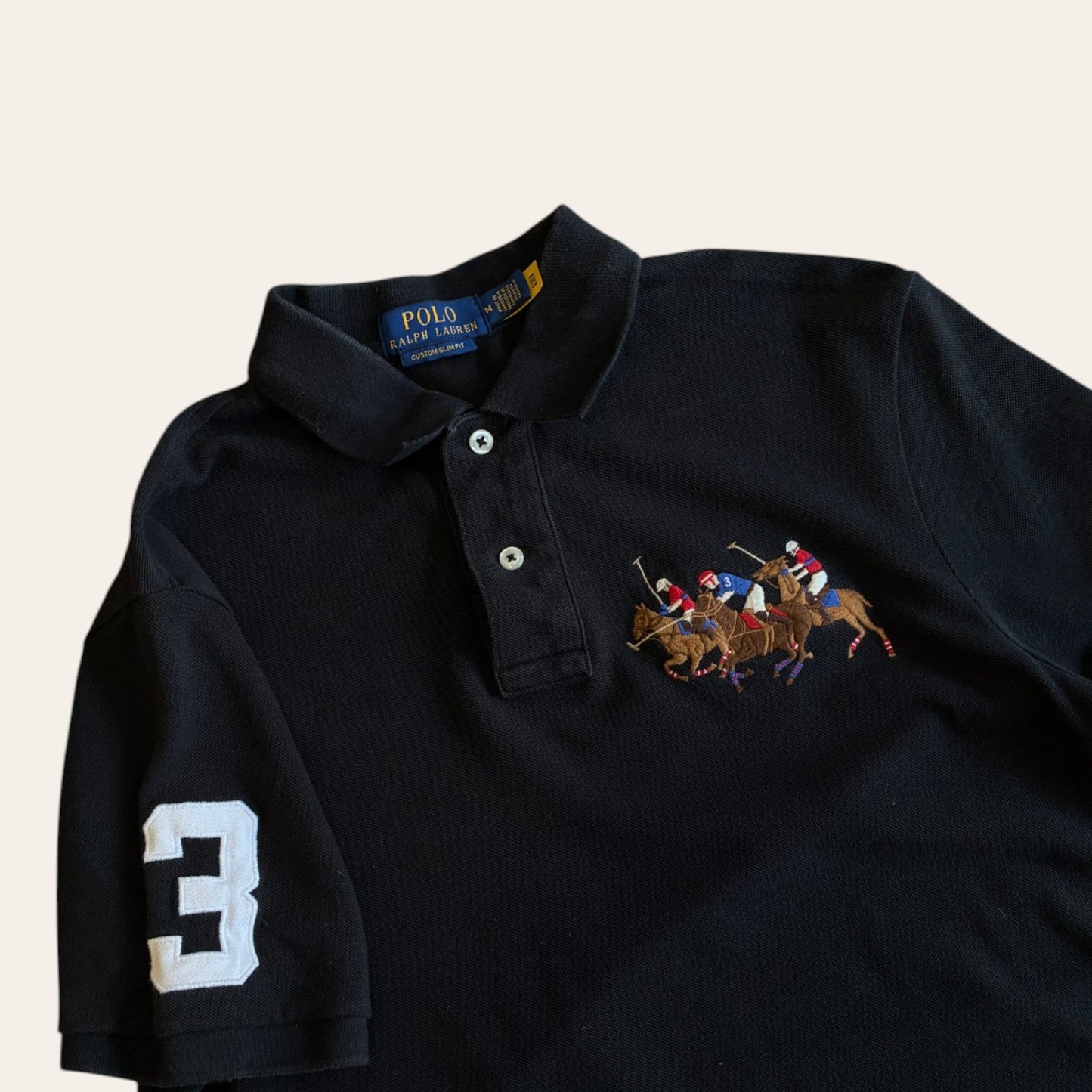 Polo RL 3 Horse Tee Black Size M