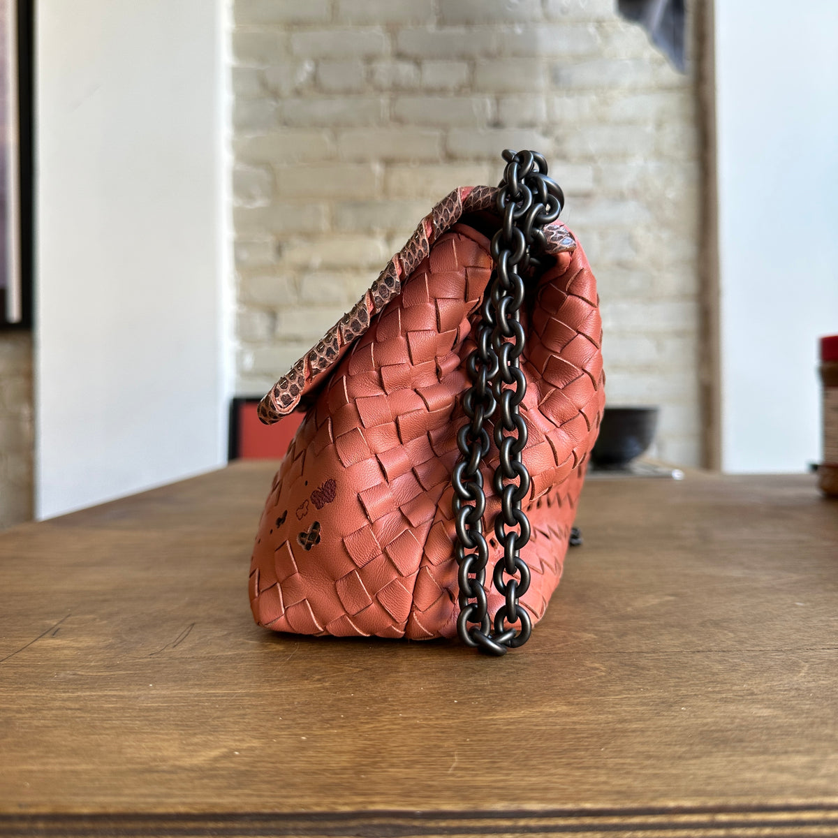 Bottega Veneta Intrecciato Butterfly Olimpia Flap Bag