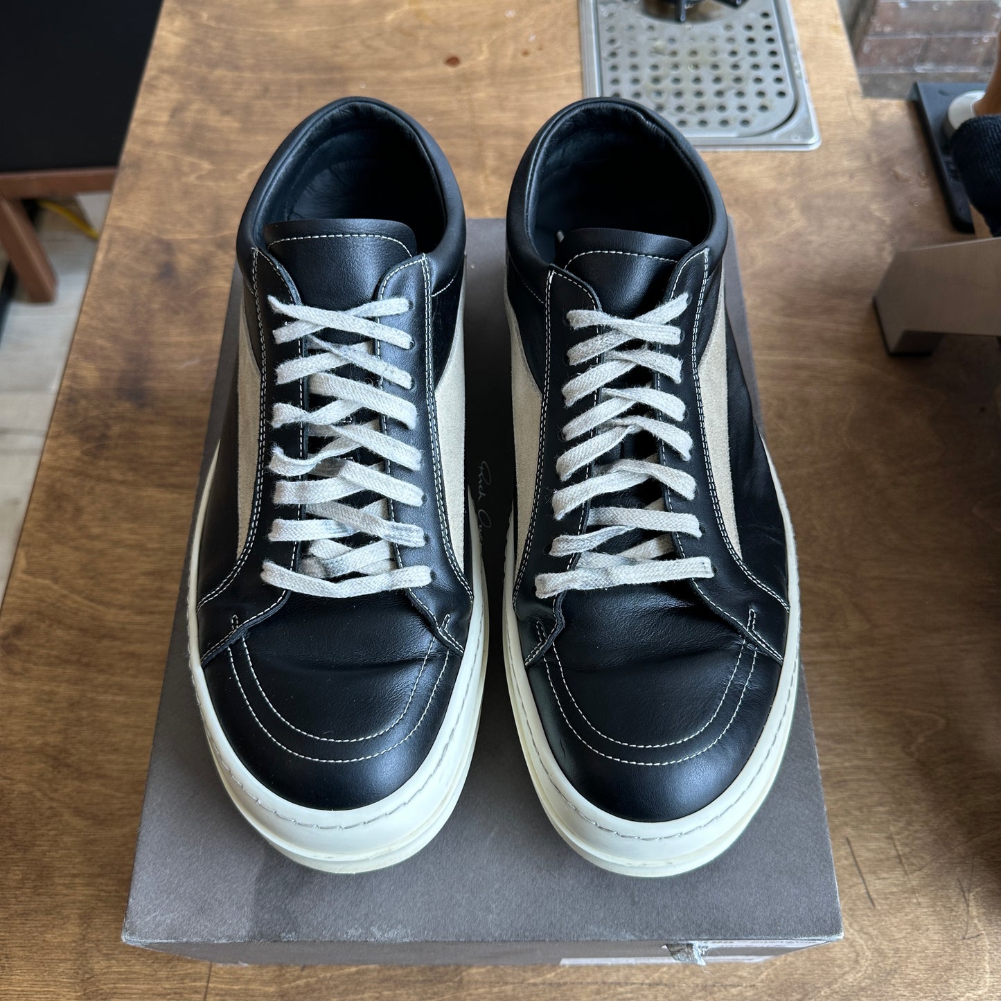 Rick Owens Lido Vintage Sneakers "Black Milk" Size 13