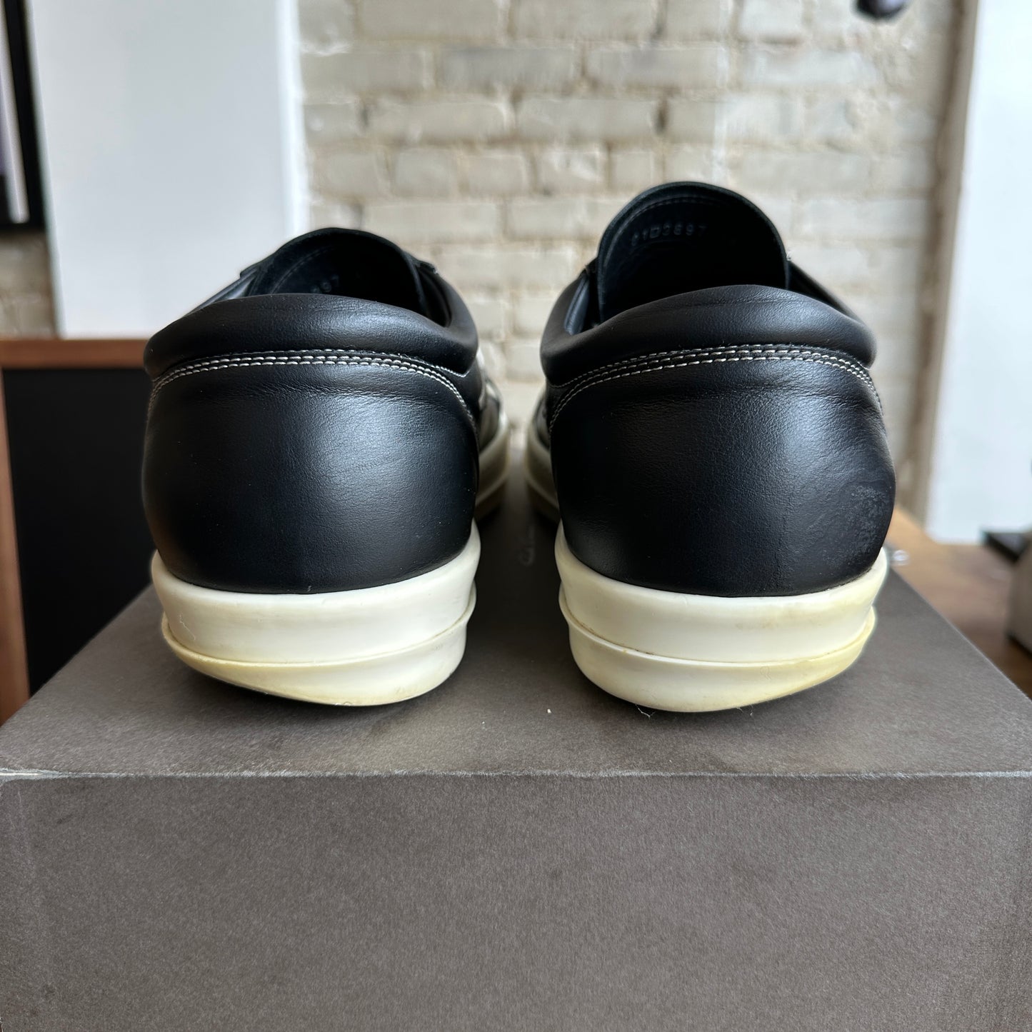 Rick Owens Lido Vintage Sneakers "Black Milk" Size 13