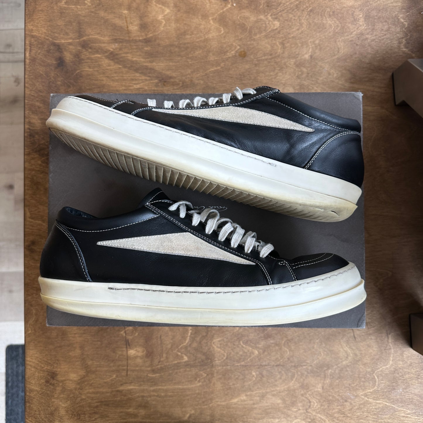 Rick Owens Lido Vintage Sneakers "Black Milk" Size 13