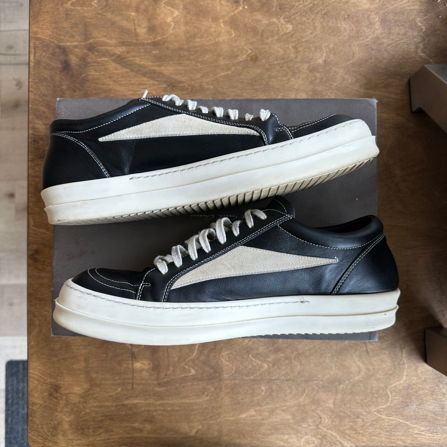 Rick Owens Lido Vintage Sneakers "Black Milk" Size 13