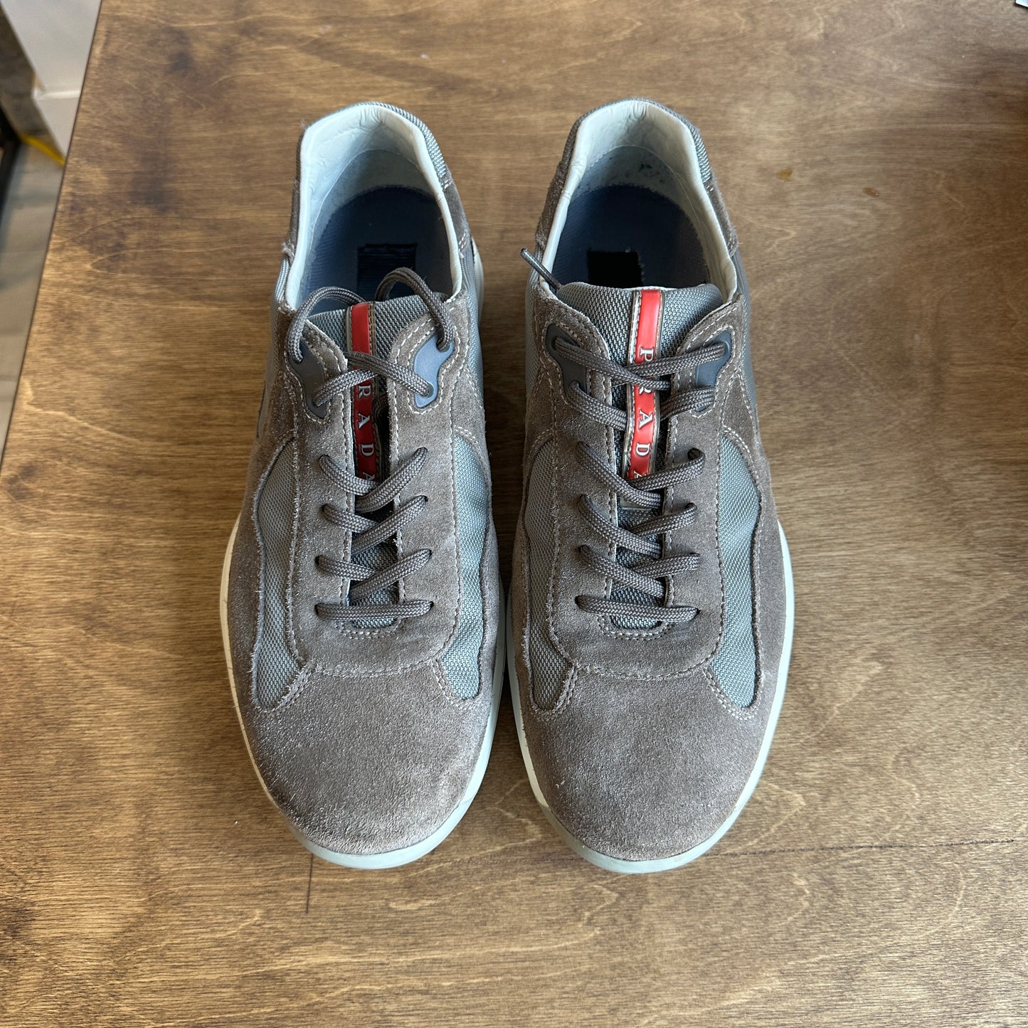 Prada America Cup Brown Suede Size 10