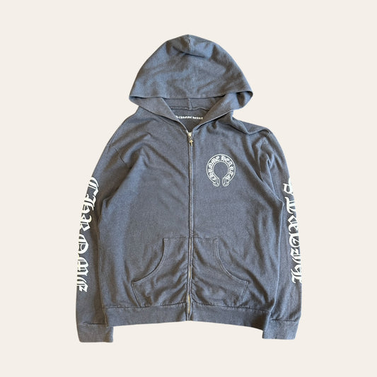 Chrome Hearts Horseshoe Zip Hoodie Grey Size M