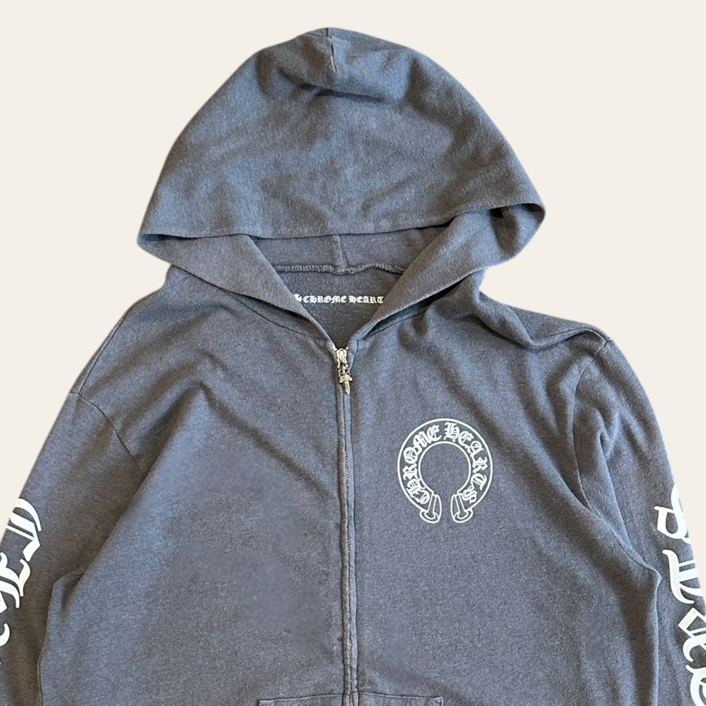 Chrome Hearts Horseshoe Zip Hoodie Grey Size M