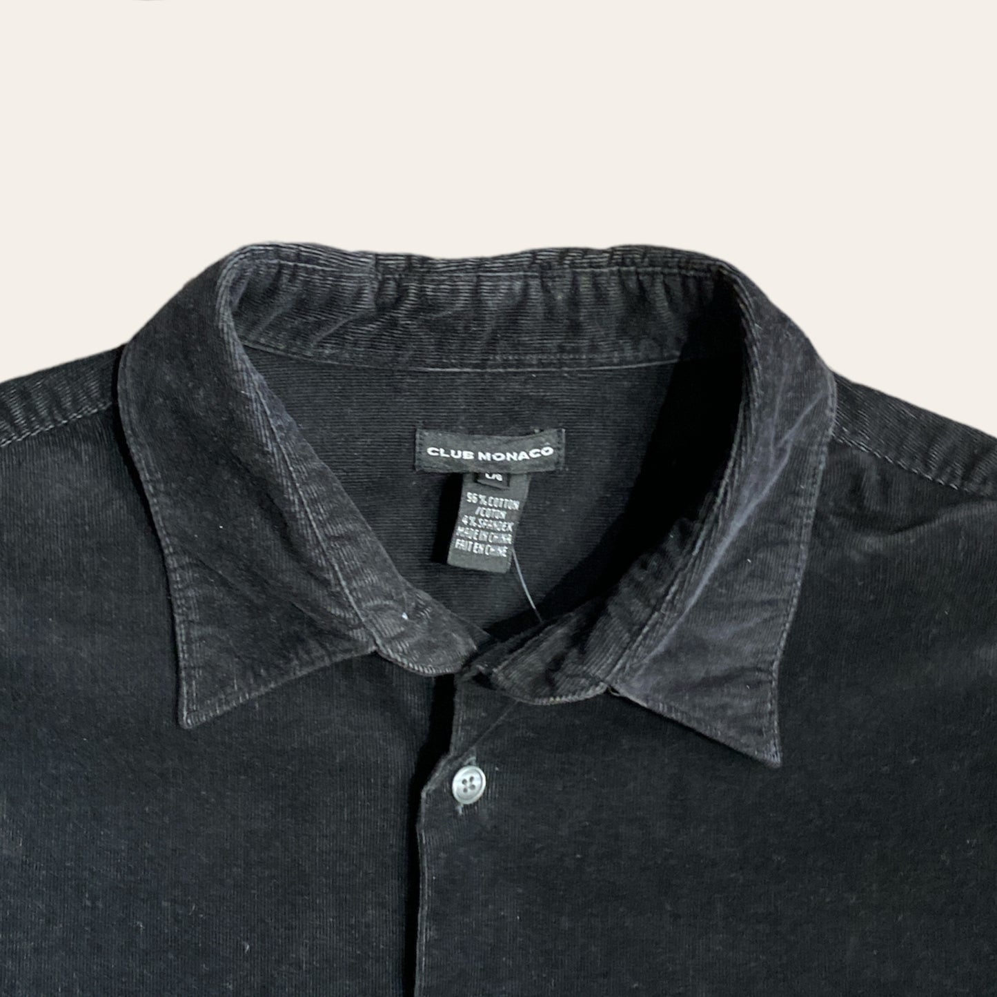 Club Monaco Corduroy Button Up Collared Shirt Black Size L