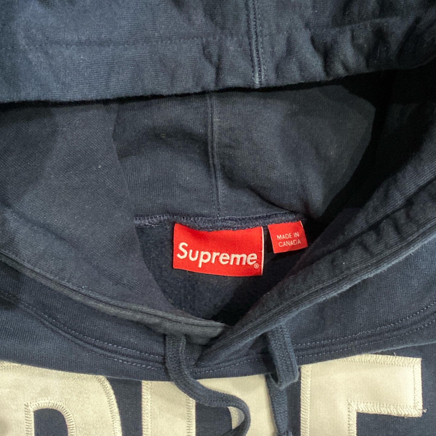 Supreme Spell-out Hoodie Navy Size L