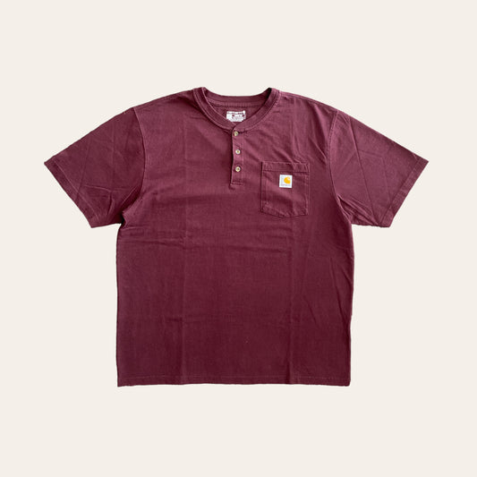 Carhartt 1/4 Button Up Tee Maroon Size L