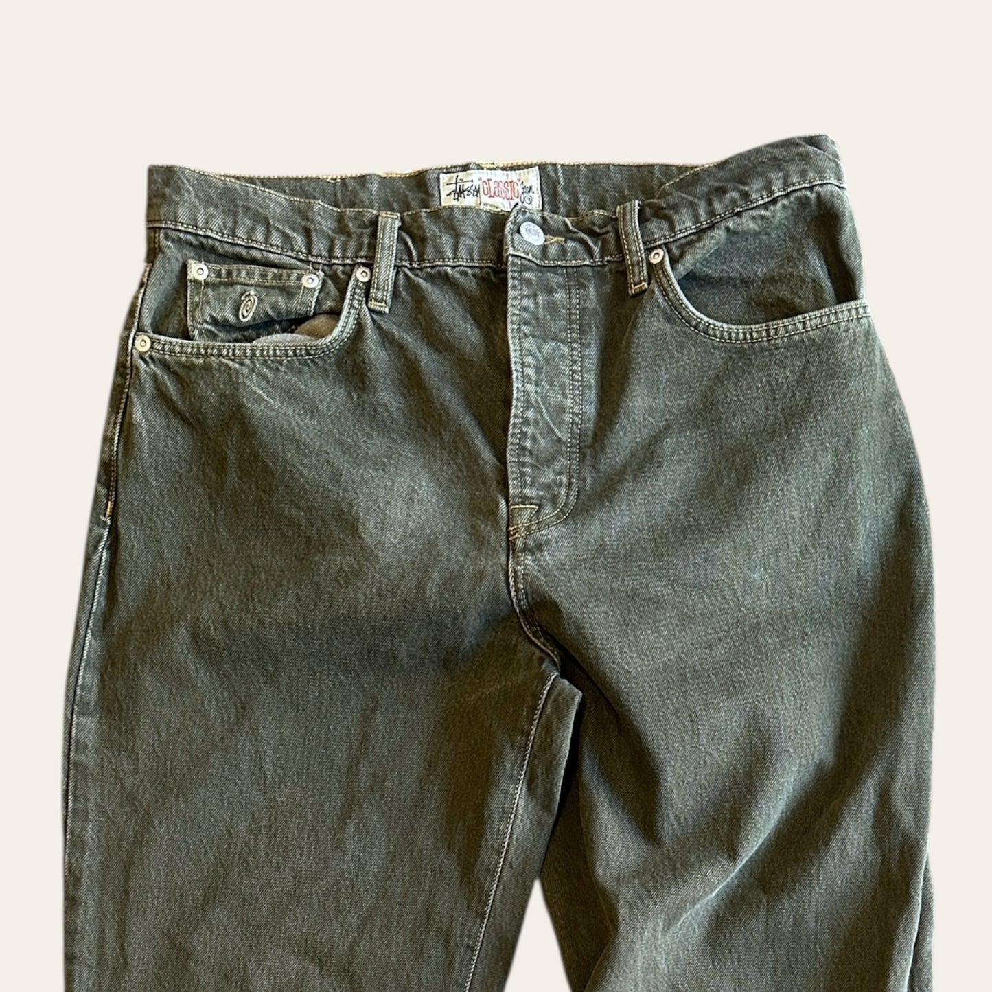 Stussy Classic Jeans Olive Green Size 33