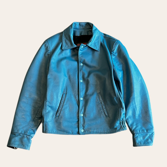 Vintage Leather Jacket Teal Size L