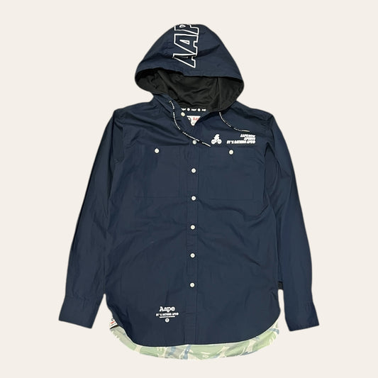 Aape Hooded Button Up Shirt Size M