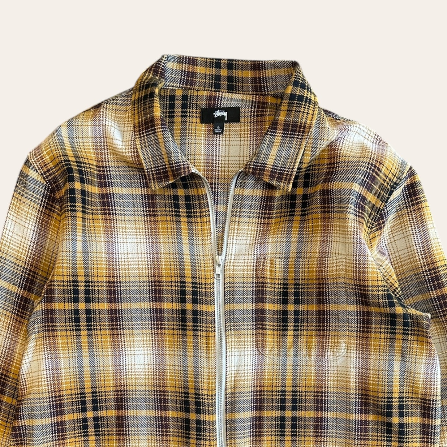 Stussy Plaid Zip Up Shirt Size L