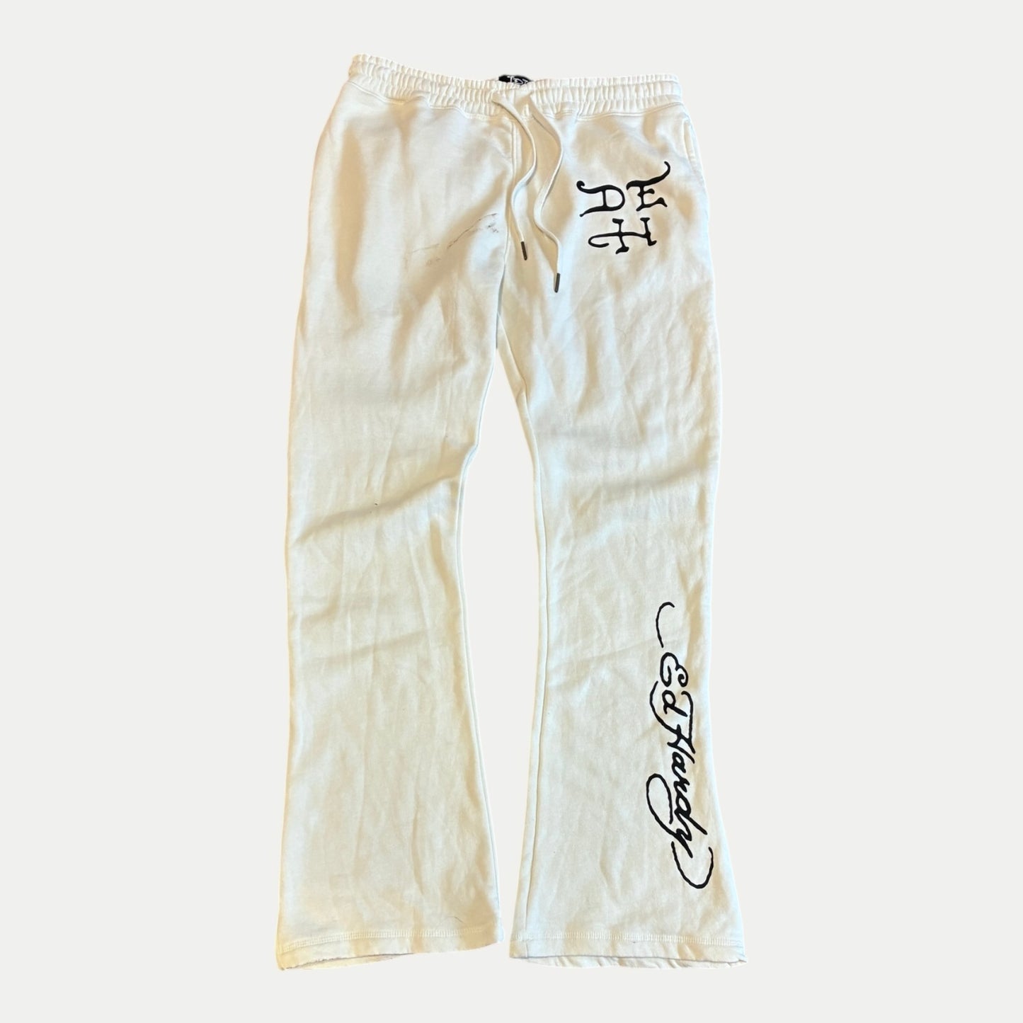 Ed Hardy Flared Sweatpants White Size M