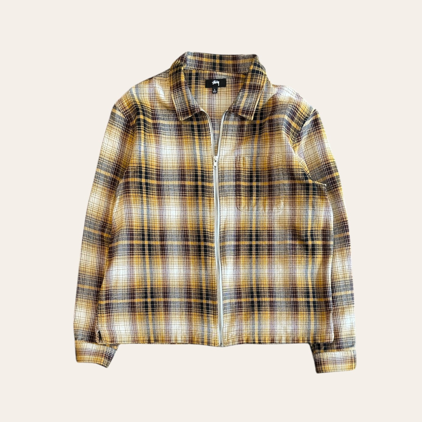 Stussy Plaid Zip Up Shirt Size L