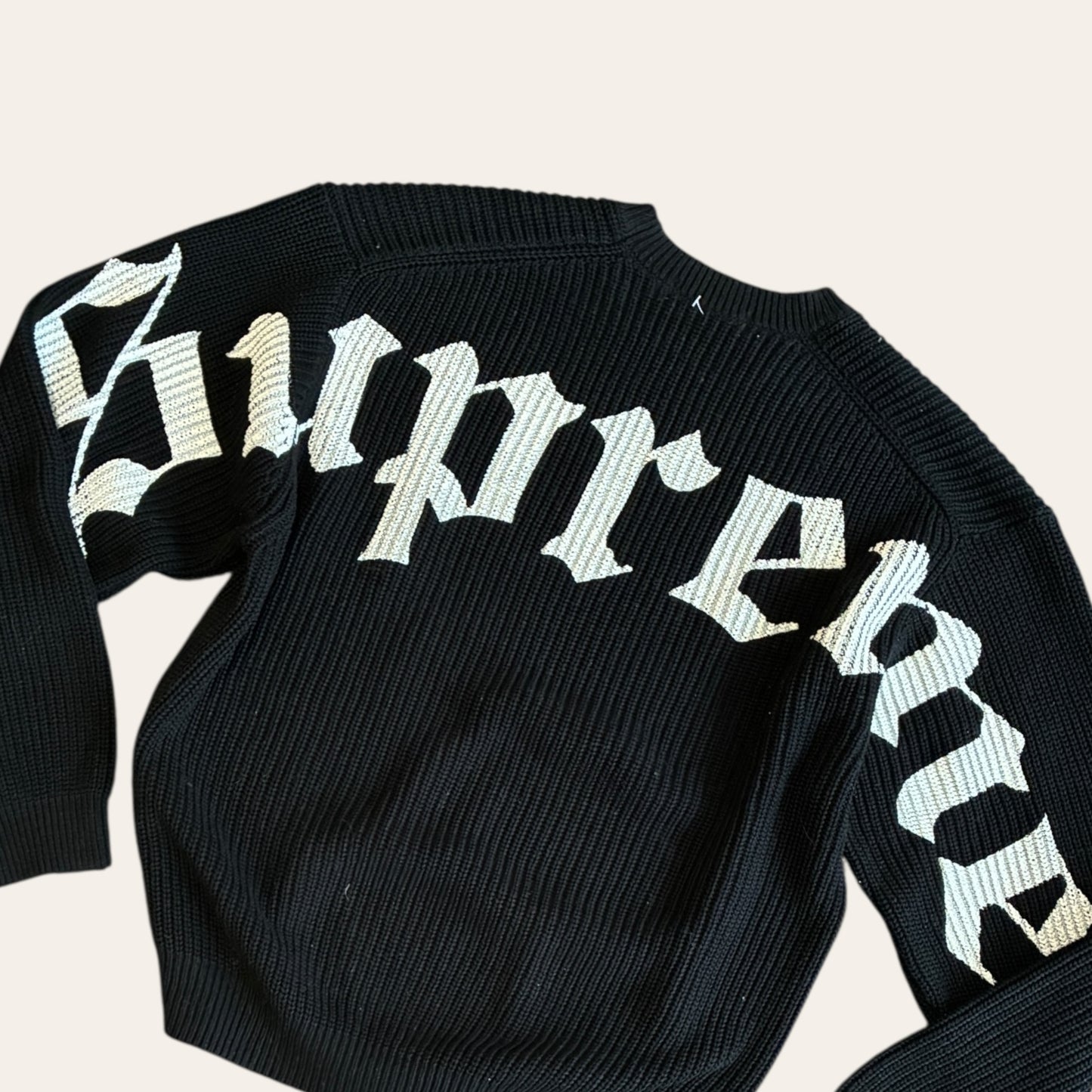 Supreme Old English Printed Knit Sweater Size L