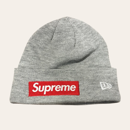 Supreme New Era Box Logo Beanie Grey