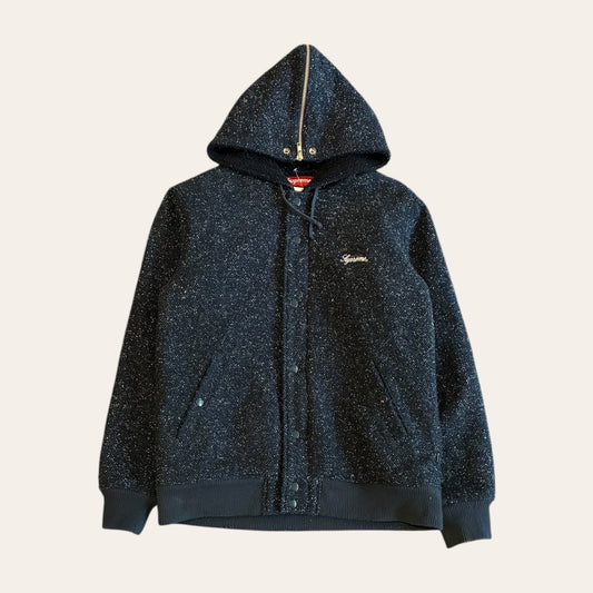 FW2017 Supreme Hooded Wool Baseball Jacket Size M