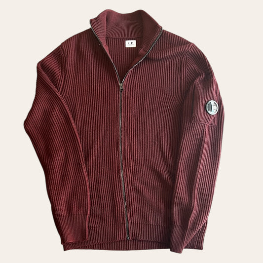 CP Company Knit Zip Up Burgandy Size 50