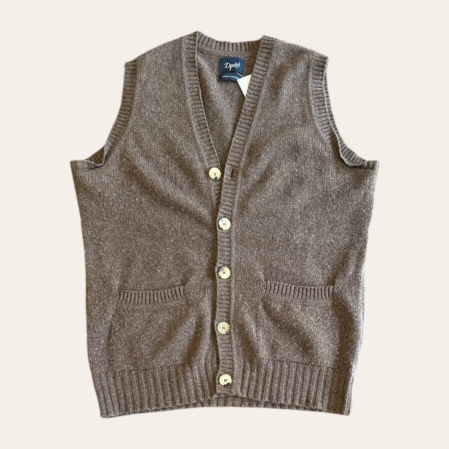 Drake's Lambswool Knit Vest Size M